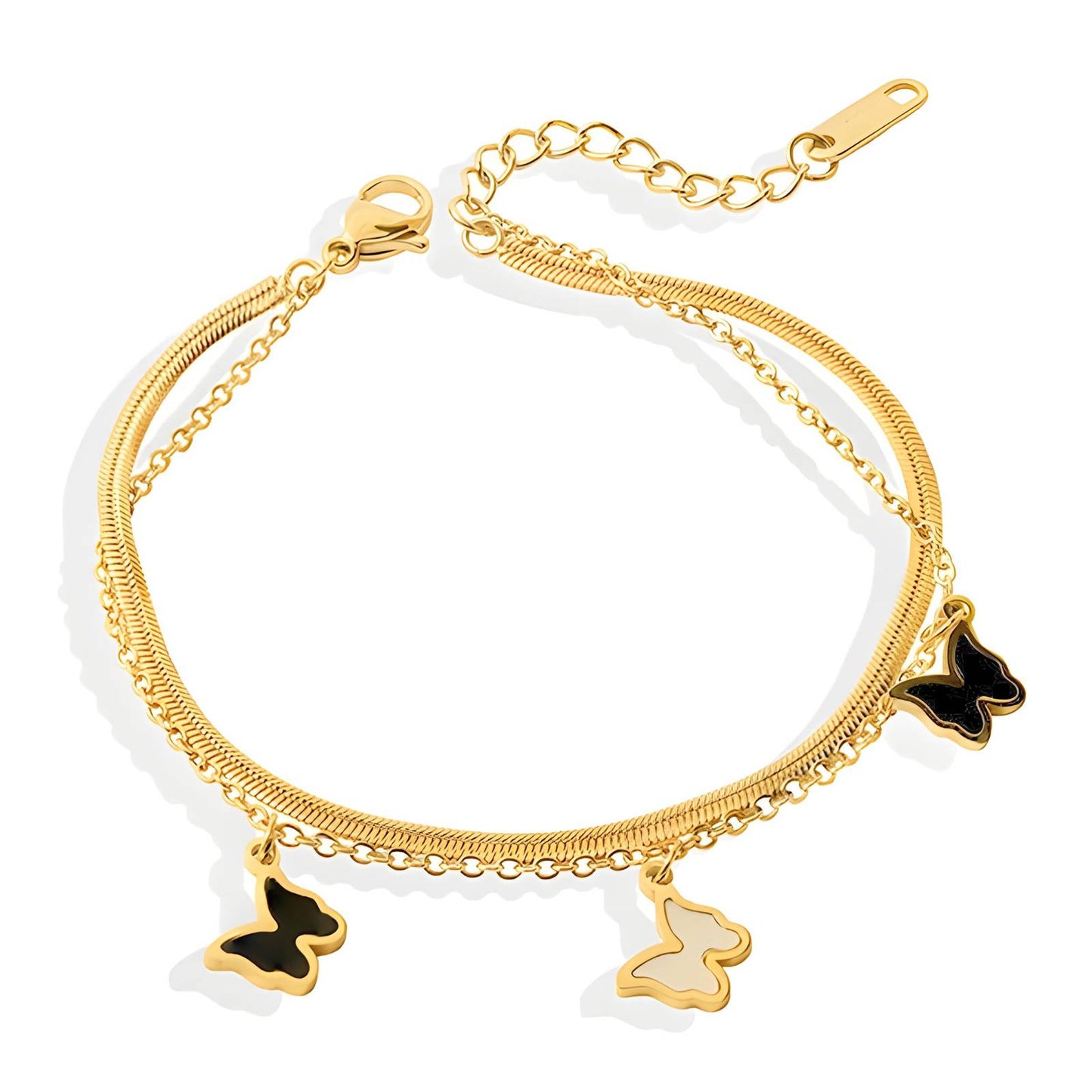 18K gold plated Stainless steel Butterflies bracelet, Intensity