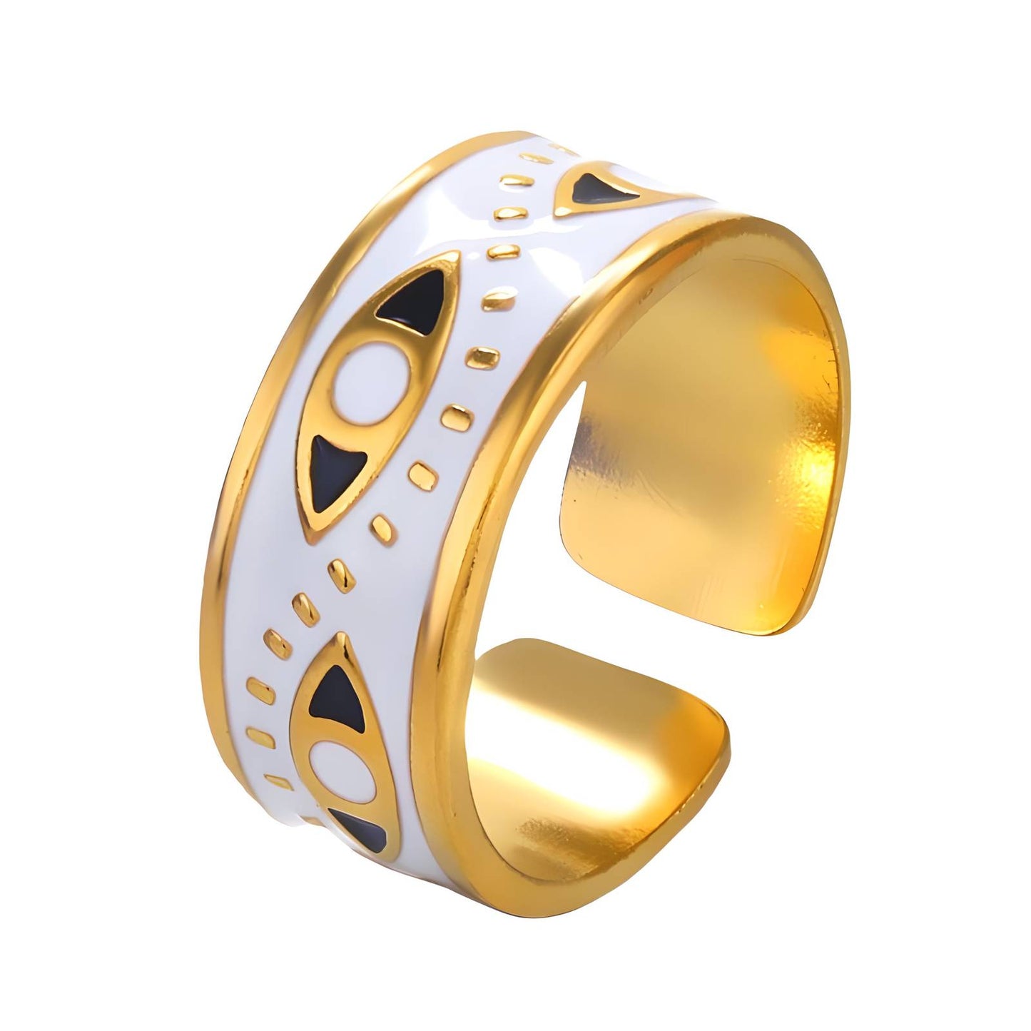 18K gold plated Stainless steel Evil Eyes finger ring, Intensity