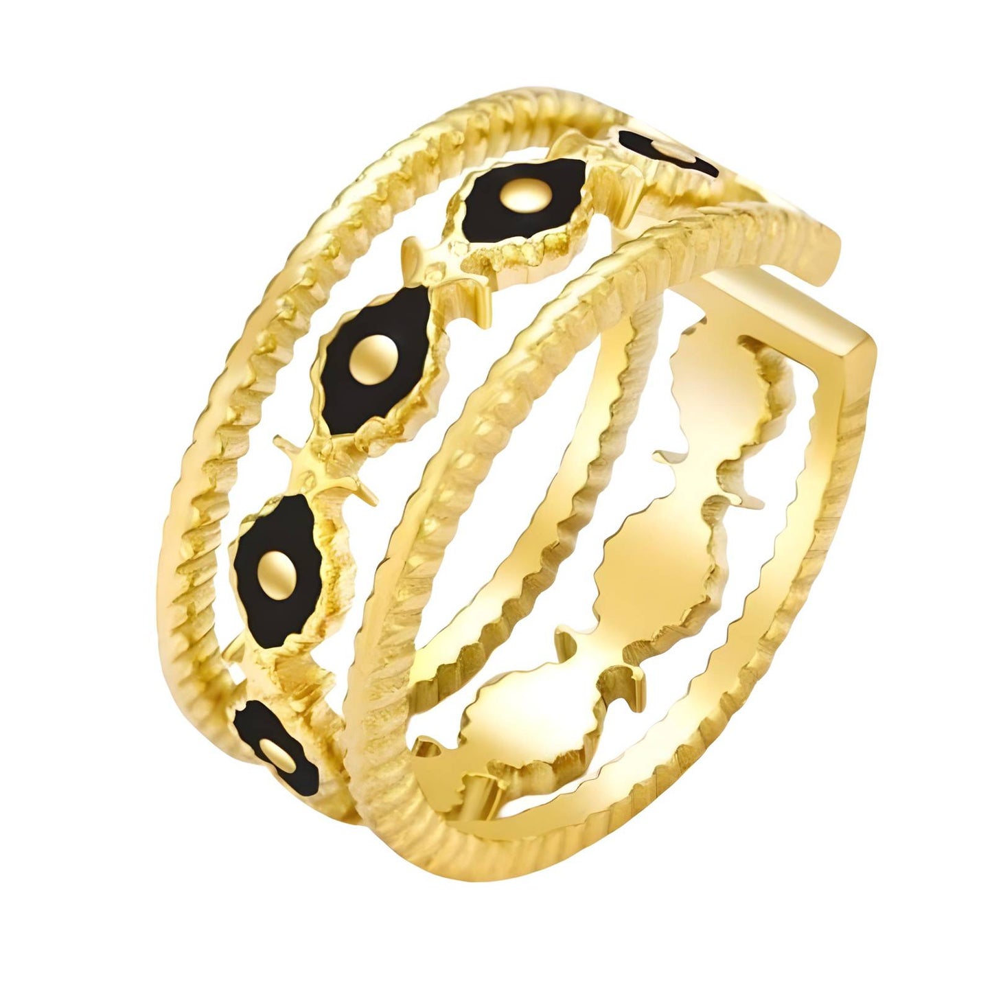 18K gold plated Stainless steel Evil Eyes finger ring, Intensity