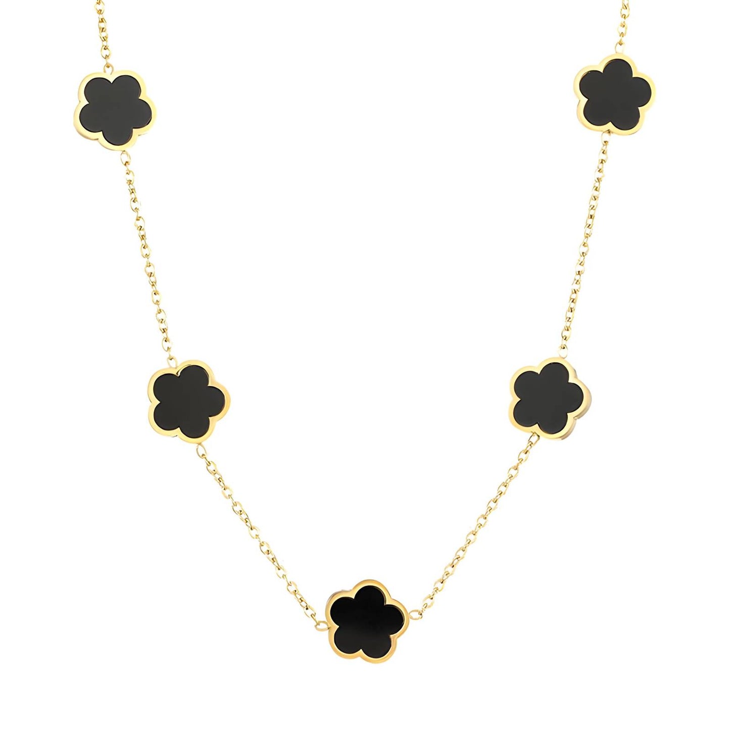 18K gold plated Stainless steel Flowers necklace, Intensity