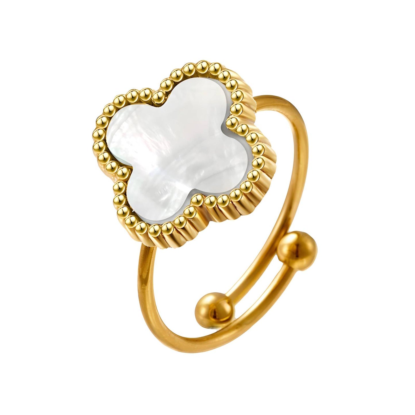 18K gold plated Stainless steel Four-leaf clover finger ring, Intensity