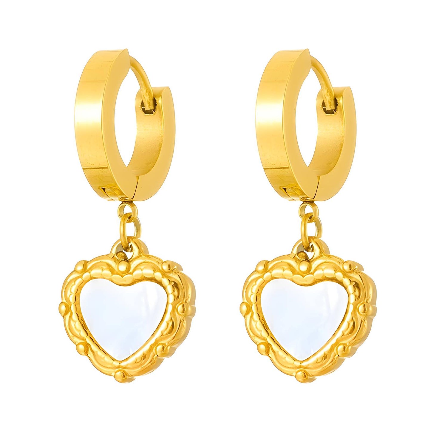 18K gold plated Stainless steel Heart earrings, Intensity