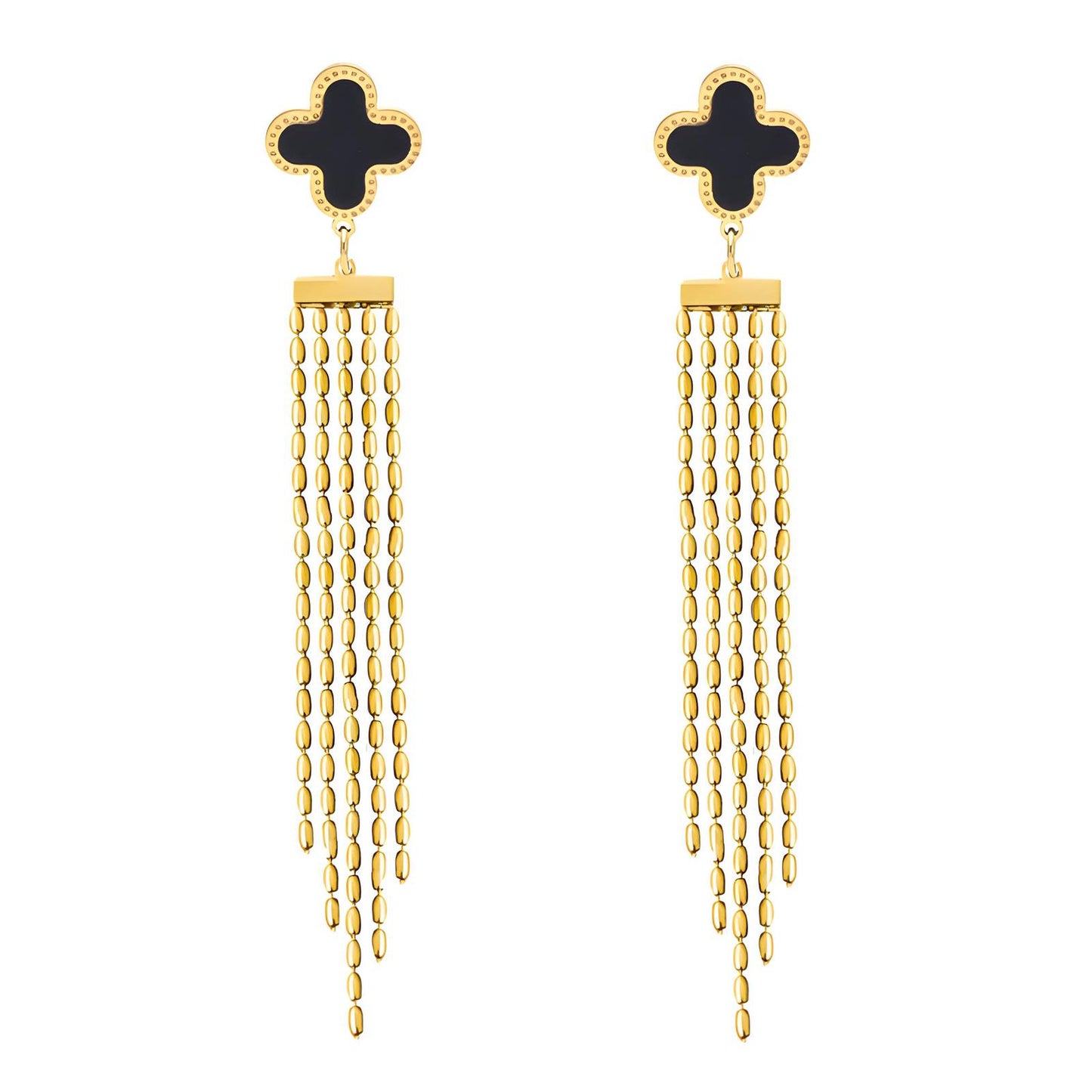 18K gold plated Stainless steel Four-leaf clover earrings, Intensity