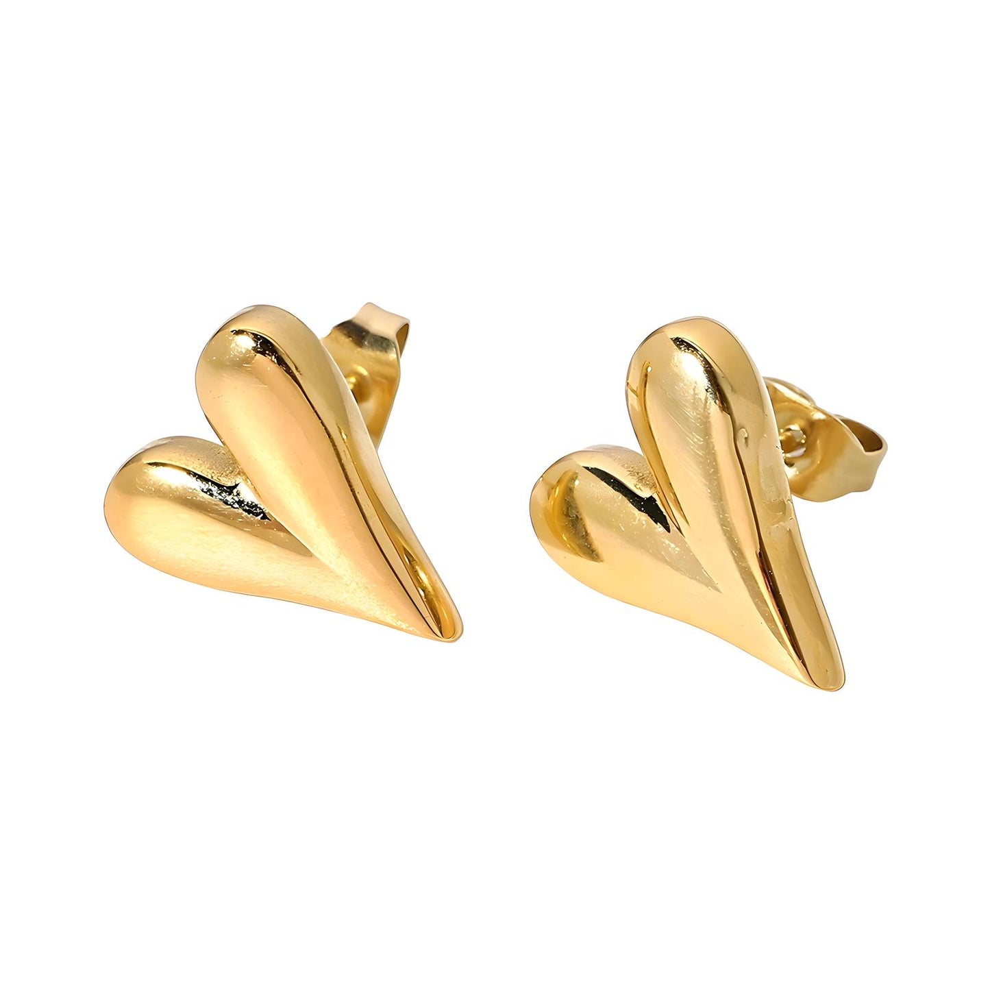 18K gold plated Stainless steel Hearts earrings, Intensity