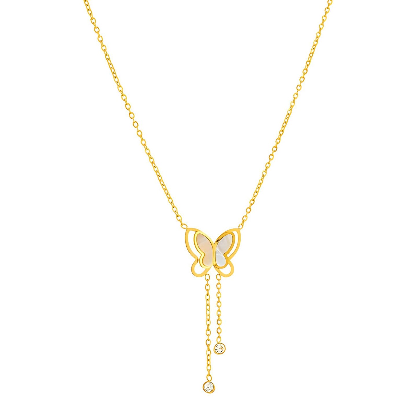 18K gold plated Stainless steel Butterfly necklace, Intensity