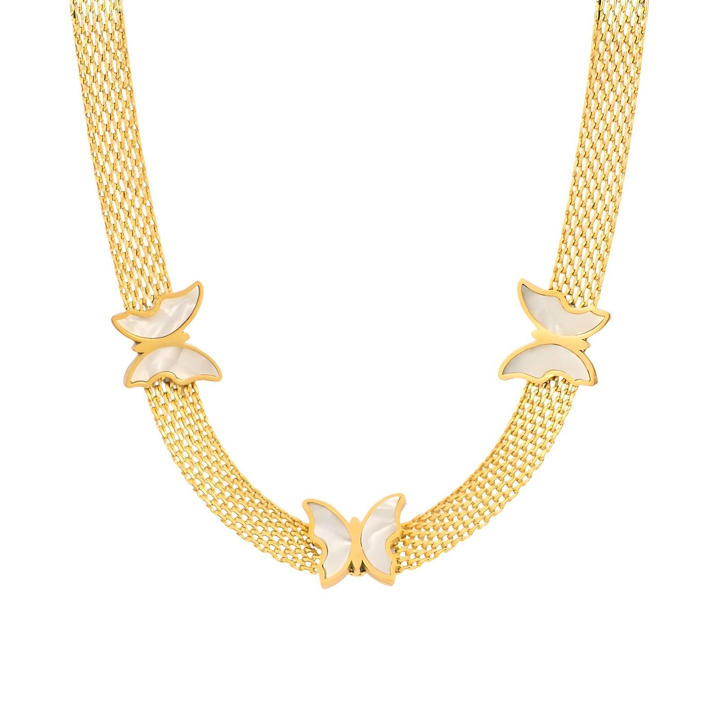 18K gold plated Stainless steel Butterflies necklace, Intensity