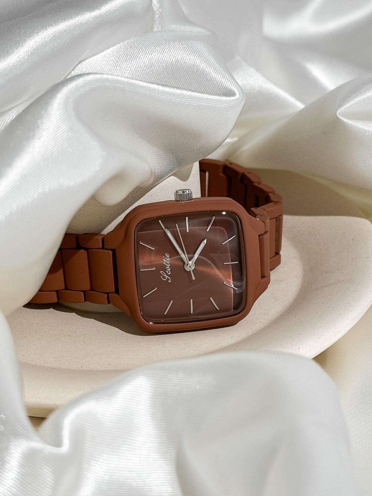 Timid Brown Scottie wrist watch