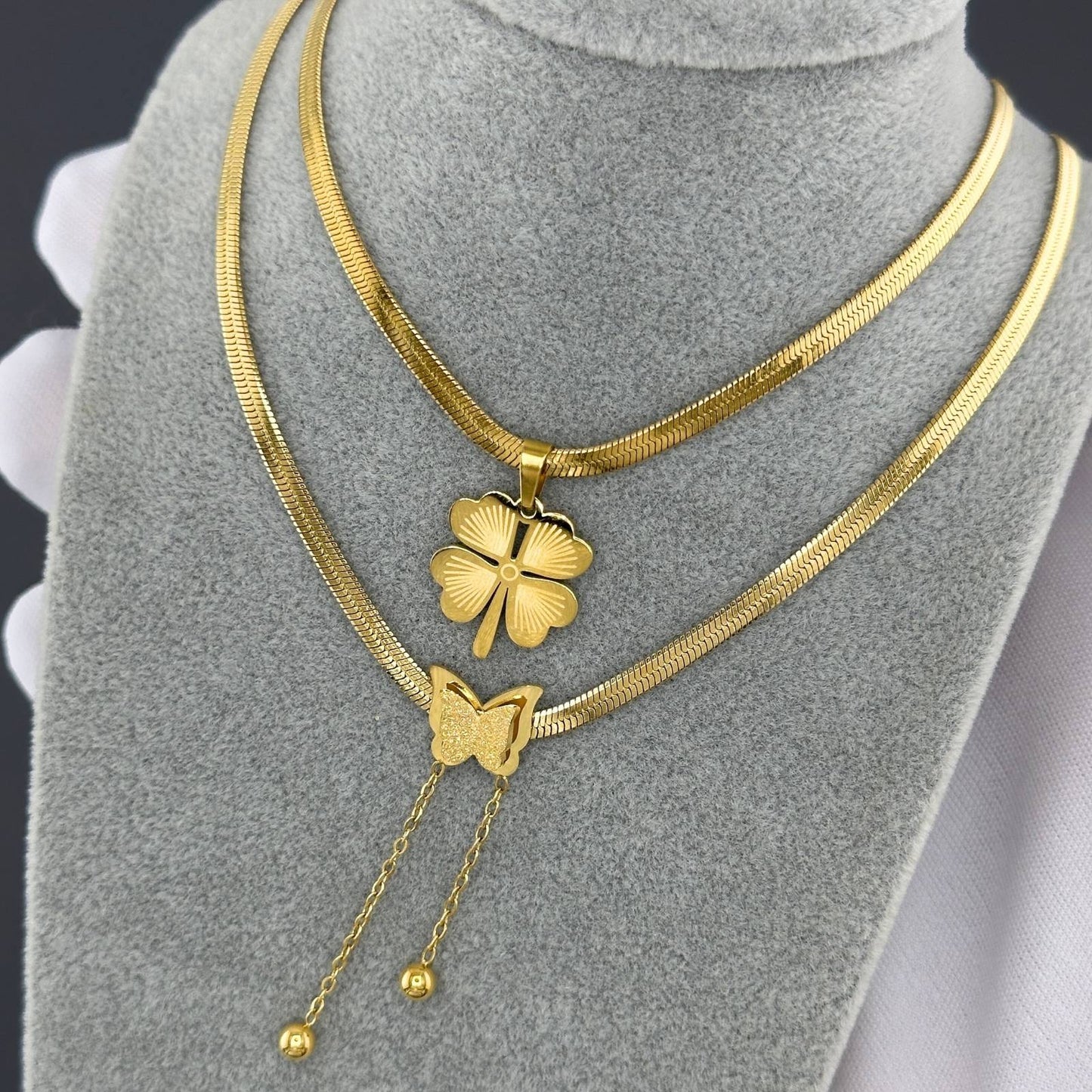 18K gold plated Stainless steel  Clover necklace, Intensity