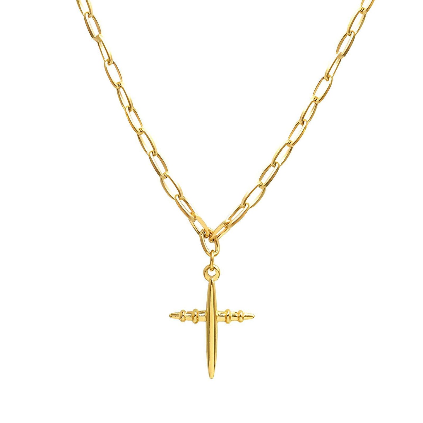 18K gold plated Stainless steel  Cross necklace, Intensity