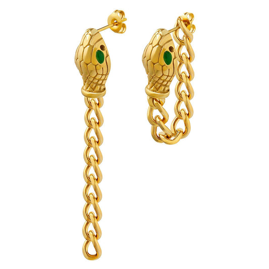 18K gold plated Stainless steel  Snakes earrings, Intensity