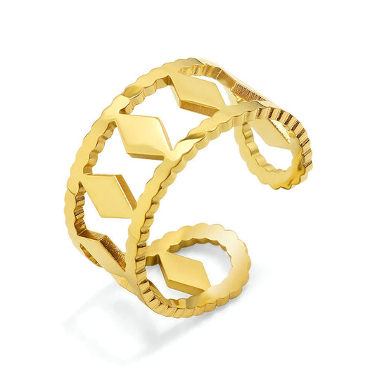 18K gold plated Stainless steel  Rhombus finger ring, Intensity