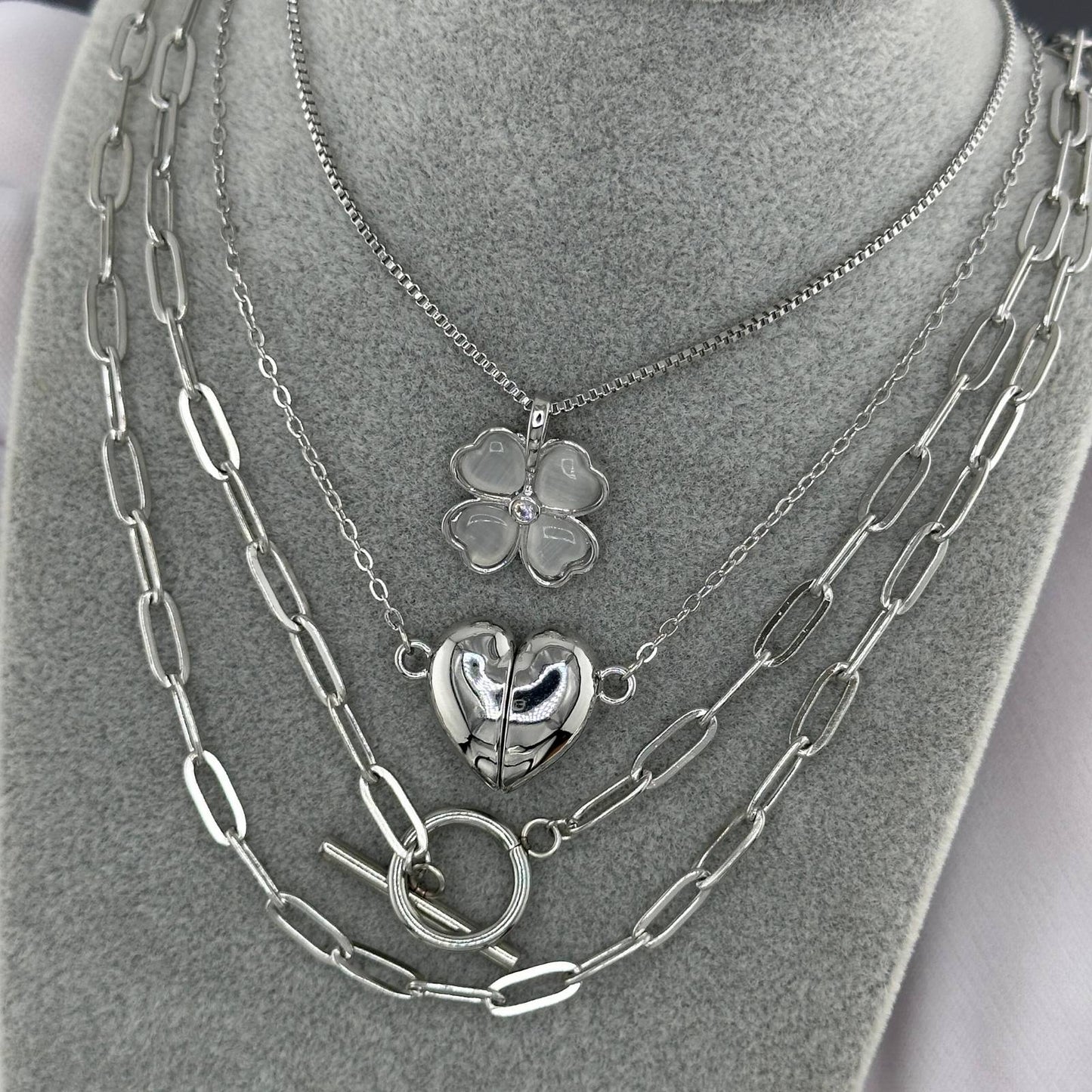 Stainless steel  Four-leaf clover necklace, Intensity