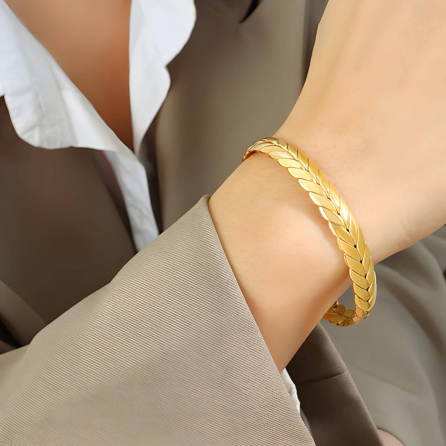 18K gold plated Stainless steel bracelet, Intensity