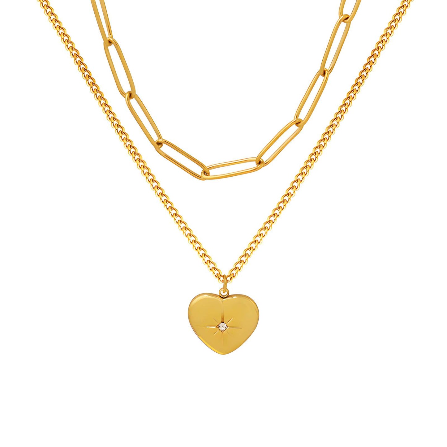 18K gold plated Stainless steel  Heart necklace, Intensity