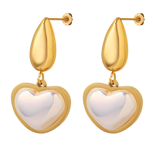 18K gold plated Stainless steel  Heart earrings, Intensity