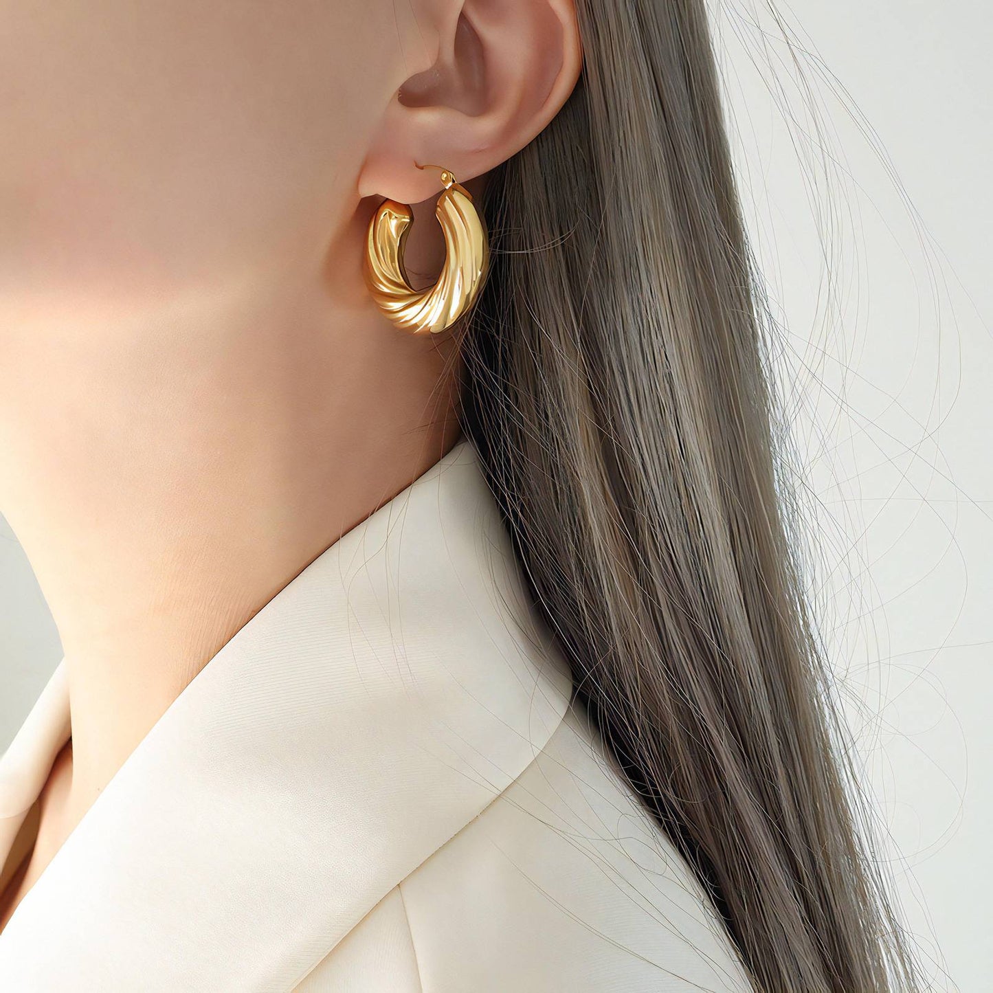 18K gold plated Stainless steel earrings, Intensity