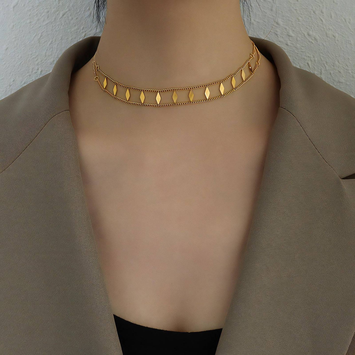 18K gold plated Stainless steel necklace, Intensity