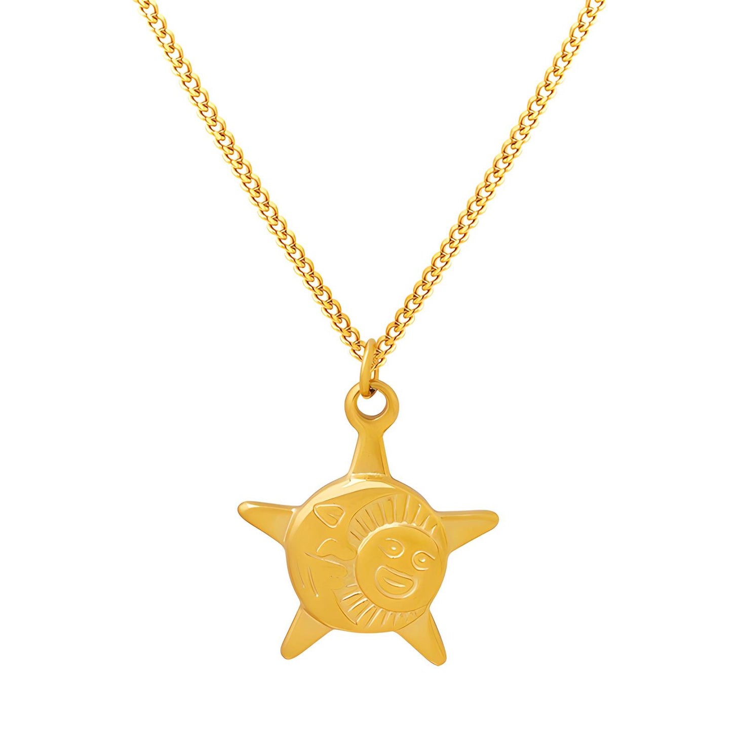 18K gold plated Stainless steel  The Sun necklace, Intensity