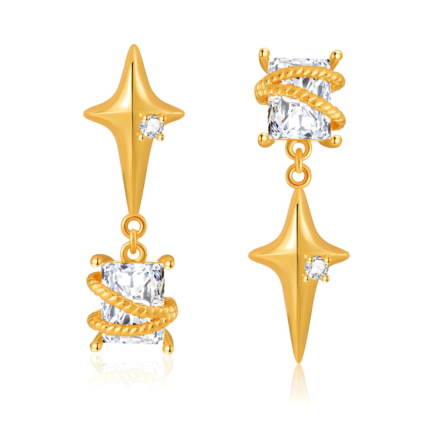 18K gold plated Stainless steel  Star earrings, Intensity