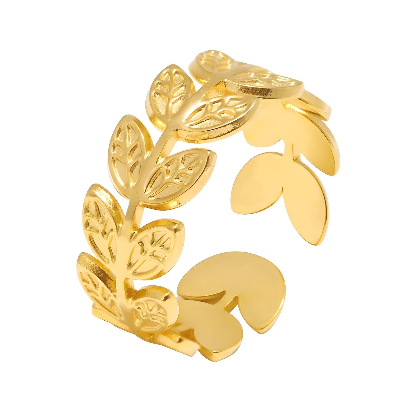 18K gold plated Stainless steel  Leafs finger ring, Intensity