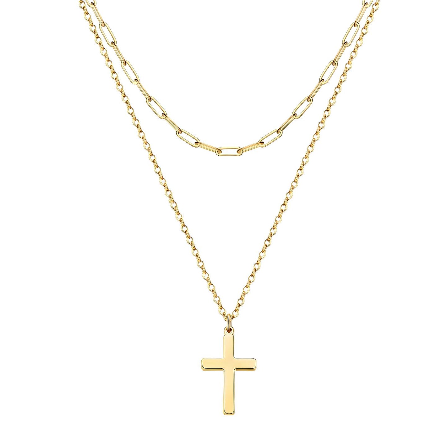 18K gold plated Stainless steel  Crosses necklace, Intensity