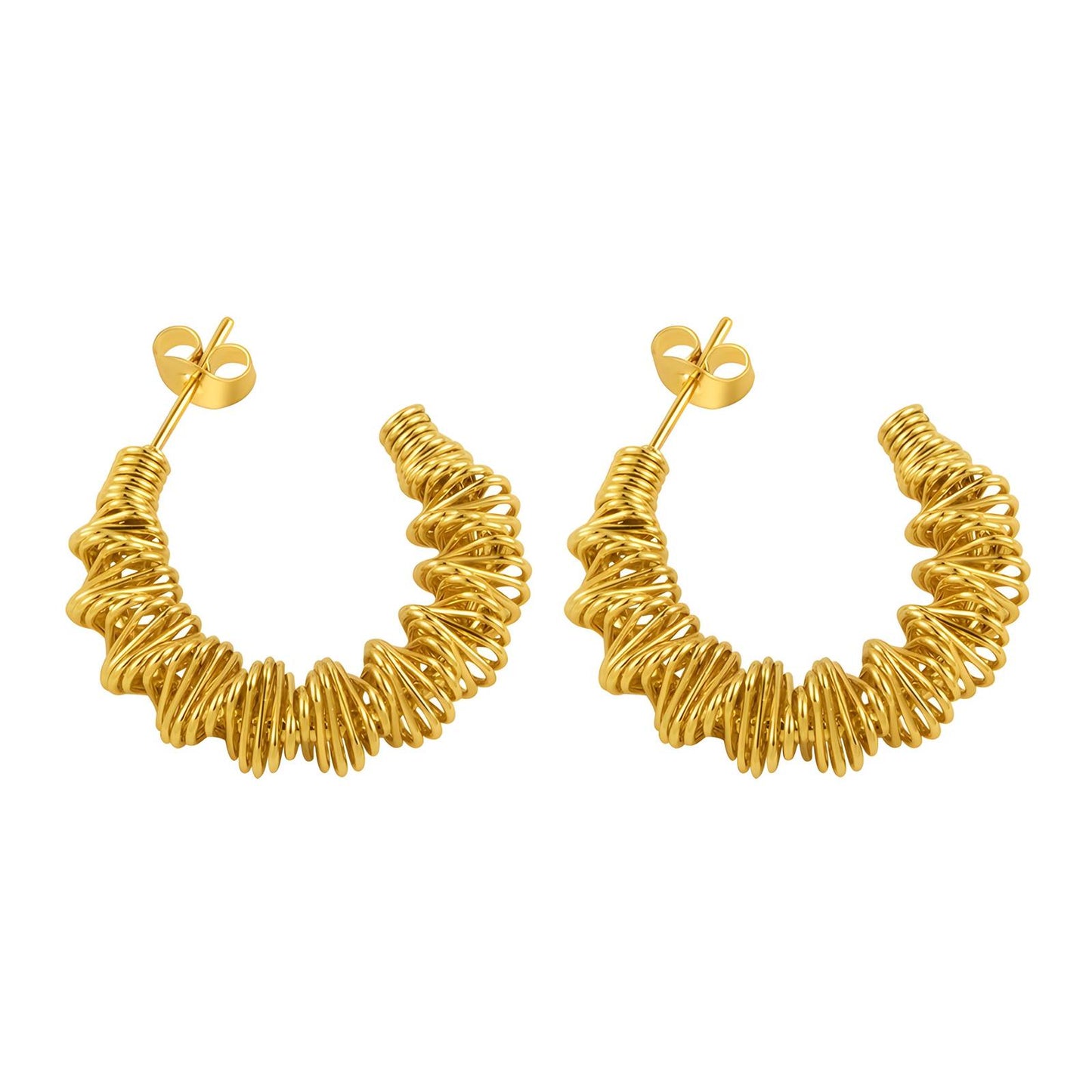 18K gold plated Stainless steel  Spiral earrings, Intensity