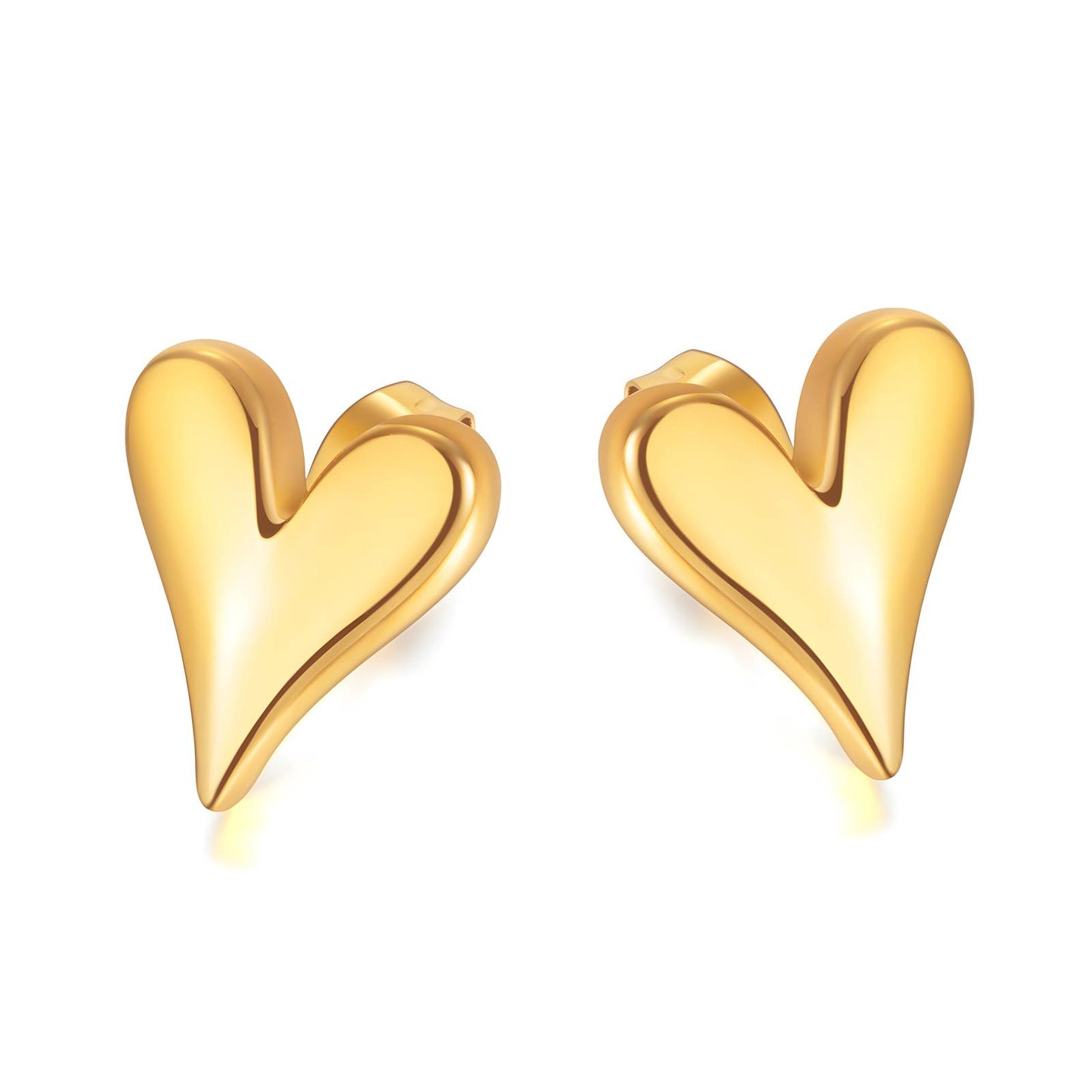 18K gold plated Stainless steel  Hearts earrings, Intensity