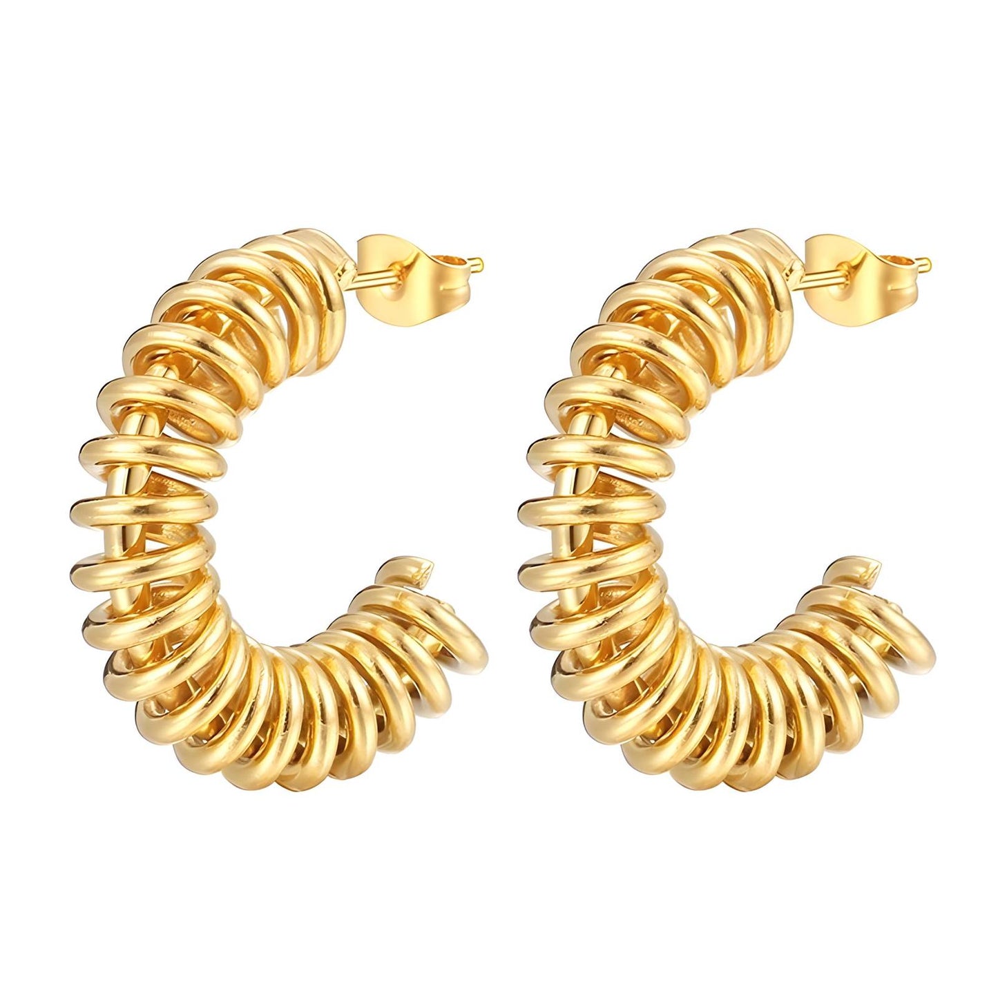 18K gold plated Stainless steel  Spiral earrings, Intensity