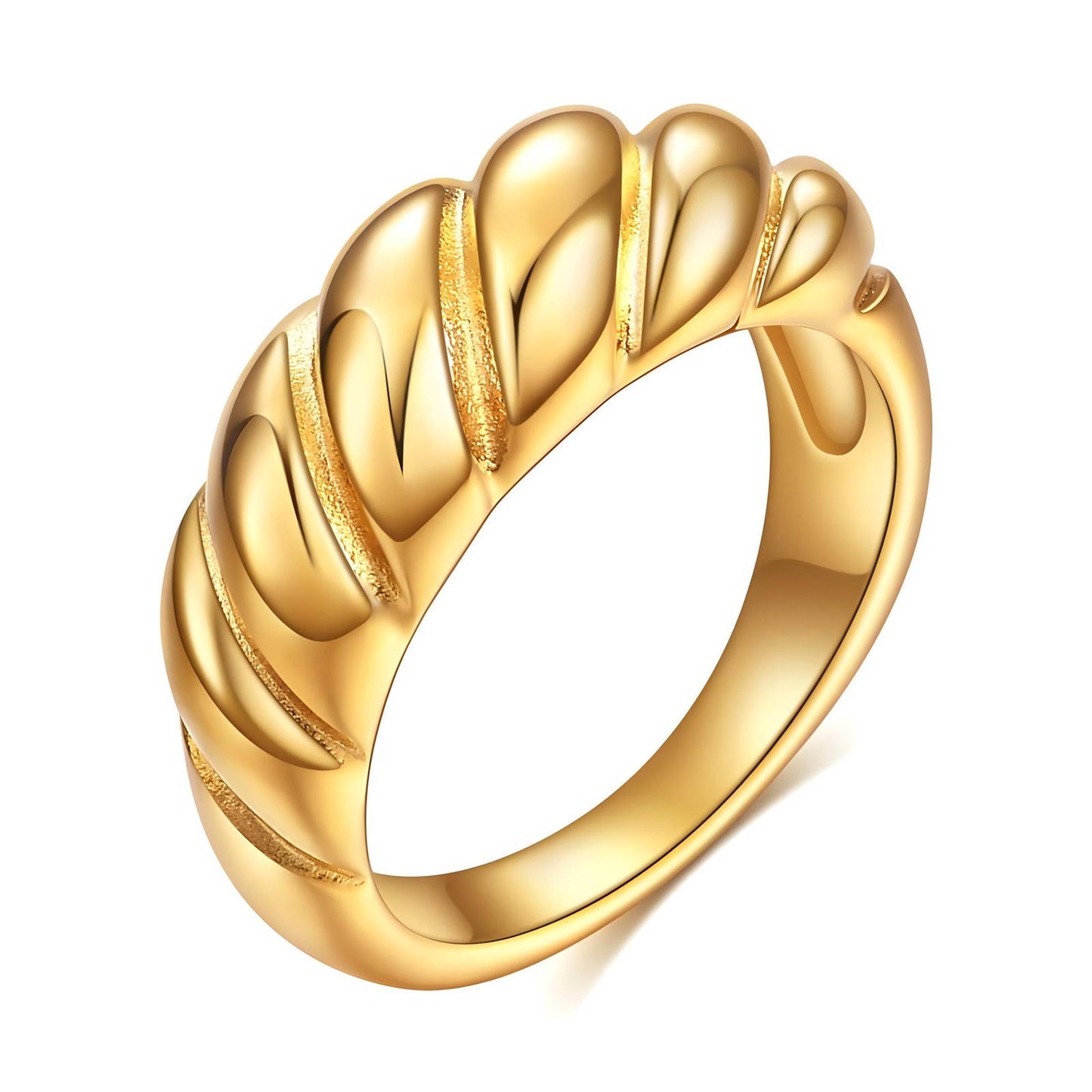 18K gold plated Stainless steel  Сroissant finger ring, Intensity