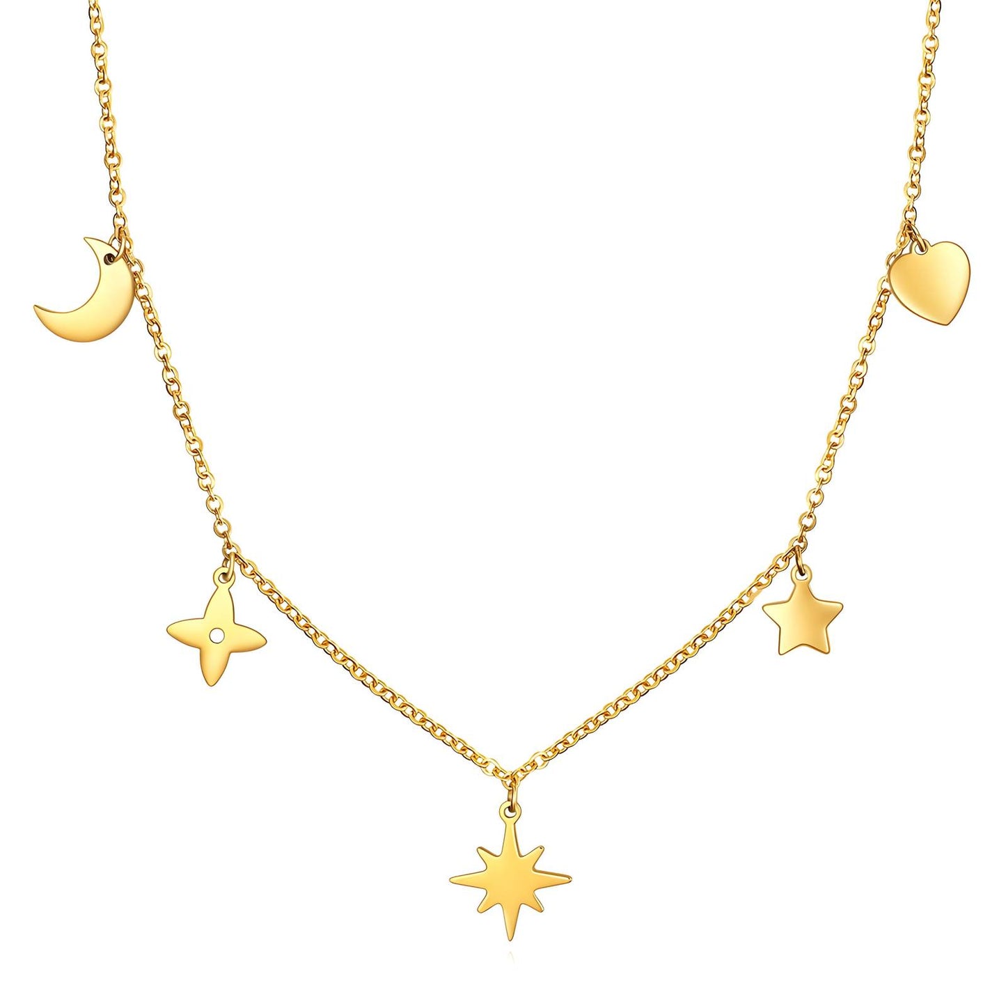 18K gold plated Stainless steel  Star necklace, Intensity