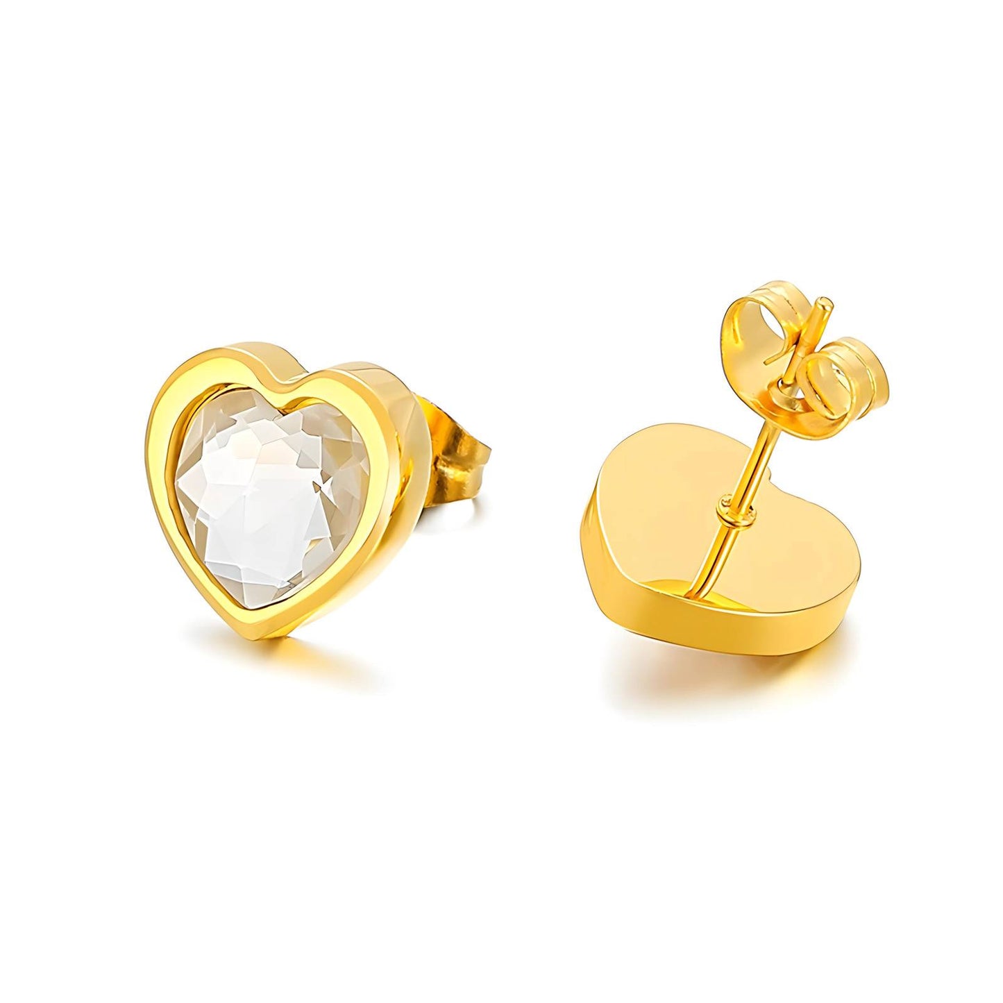 18K gold plated Stainless steel  Hearts earrings, Intensity