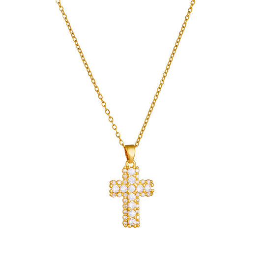 18K gold plated Stainless steel  Crosses necklace, Intensity