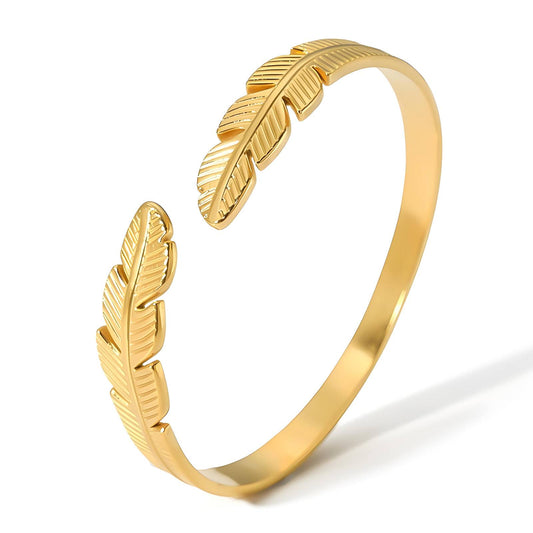 18K gold plated Stainless steel  Leafs bracelet, Intensity