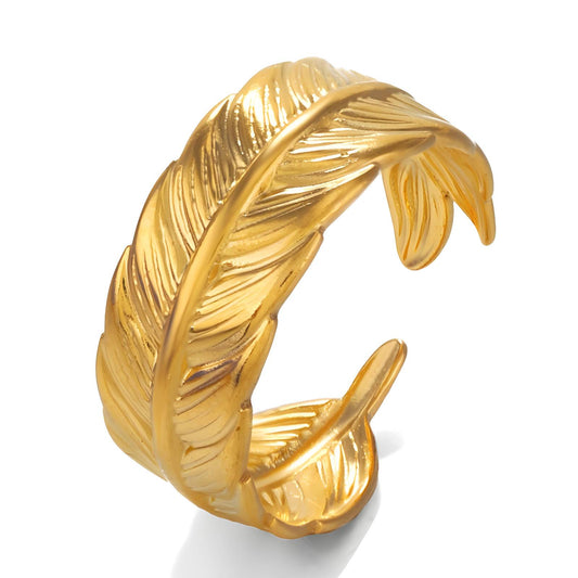 18K gold plated Stainless steel  Leafs finger ring, Intensity