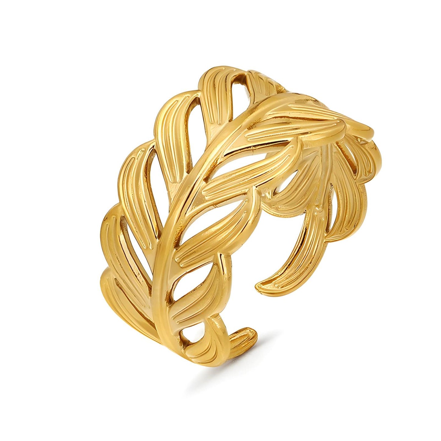 18K gold plated Stainless steel  Leafs finger ring, Intensity