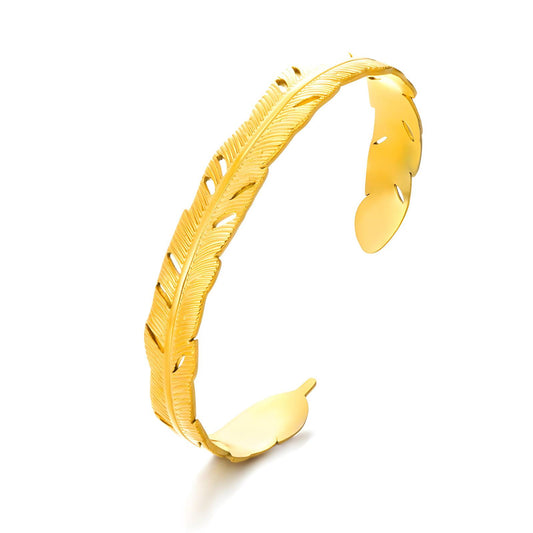 18K gold plated Stainless steel  Leafs bracelet, Intensity