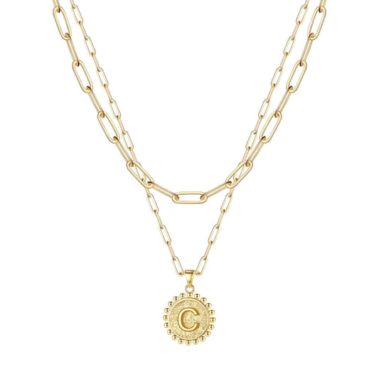 18K gold plated Stainless steel  Letter C necklace, Intensity