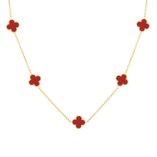 18K gold plated Stainless steel  Four-leaf clover necklace, Intensity