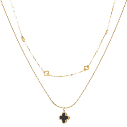 18K gold plated Stainless steel  Four-leaf clover necklace, Intensity