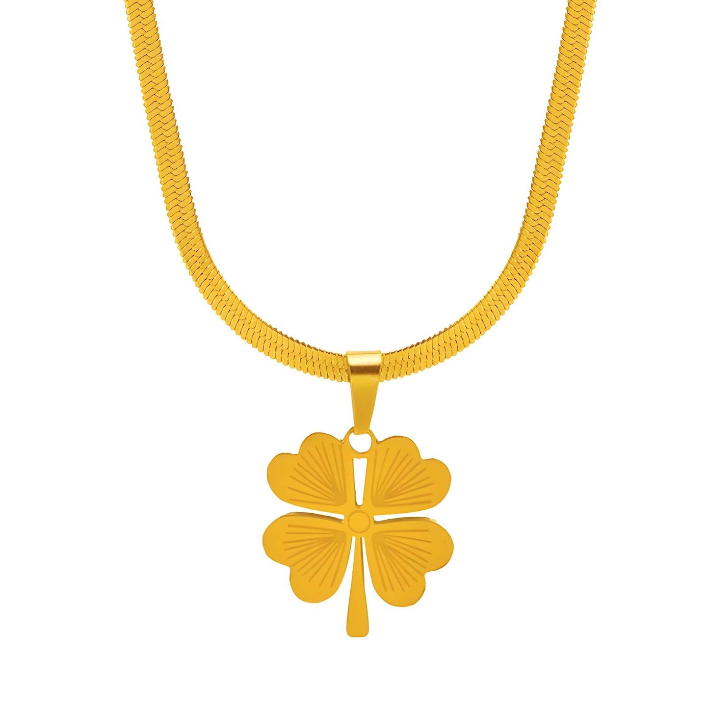 18K gold plated Stainless steel  Four-leaf clover necklace, Intensity