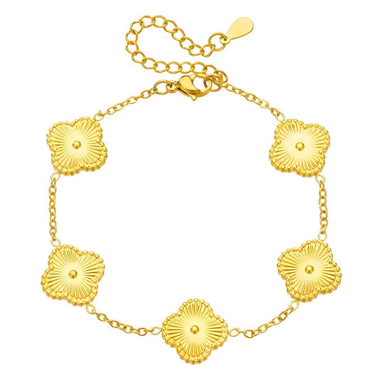 18K gold plated Stainless steel  Four-leaf clover bracelet, Intensity