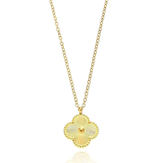 18K gold plated Stainless steel  Four-leaf clover necklace, Intensity