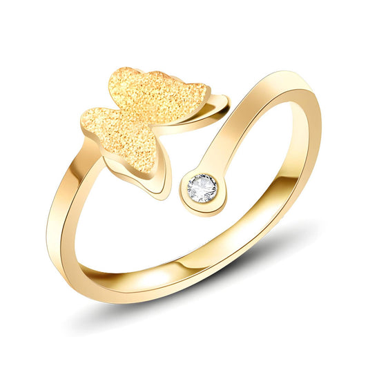 18K gold plated Stainless steel  Butterfly finger ring, Intensity