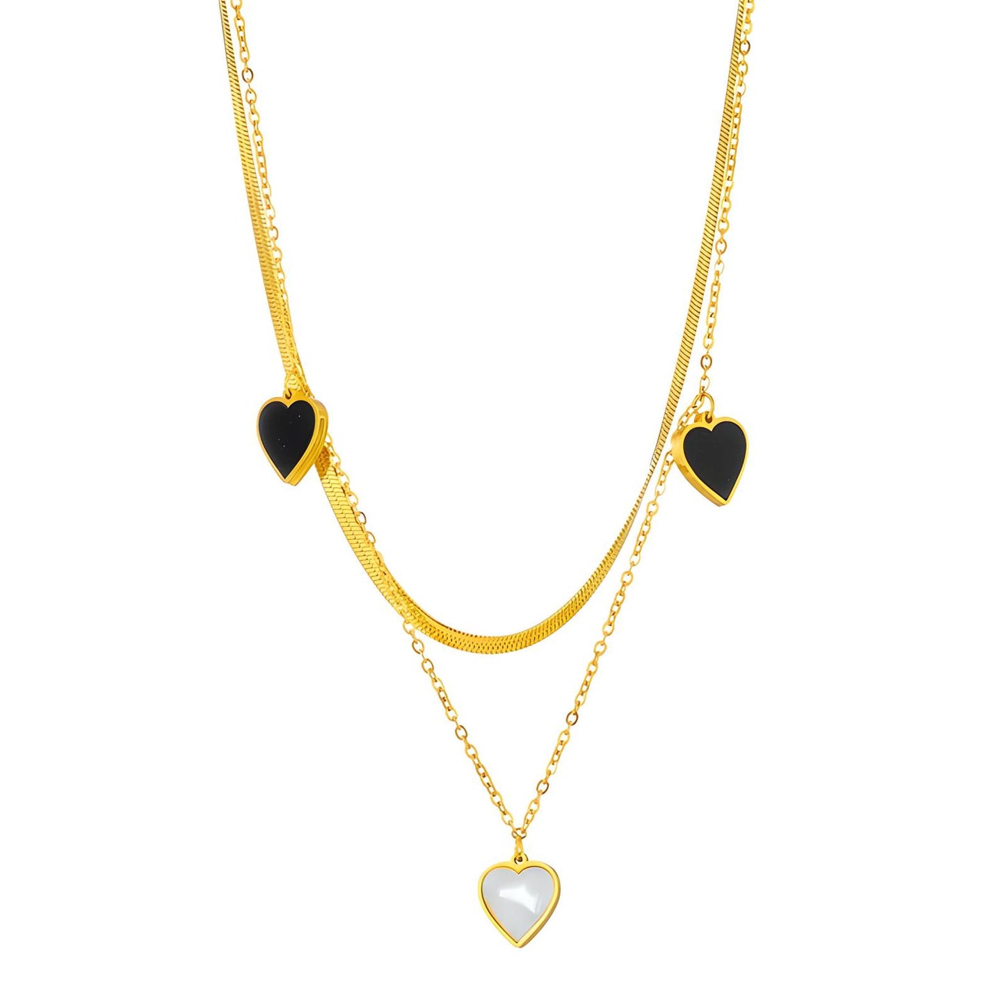 18K gold plated Stainless steel  Hearts necklace, Intensity