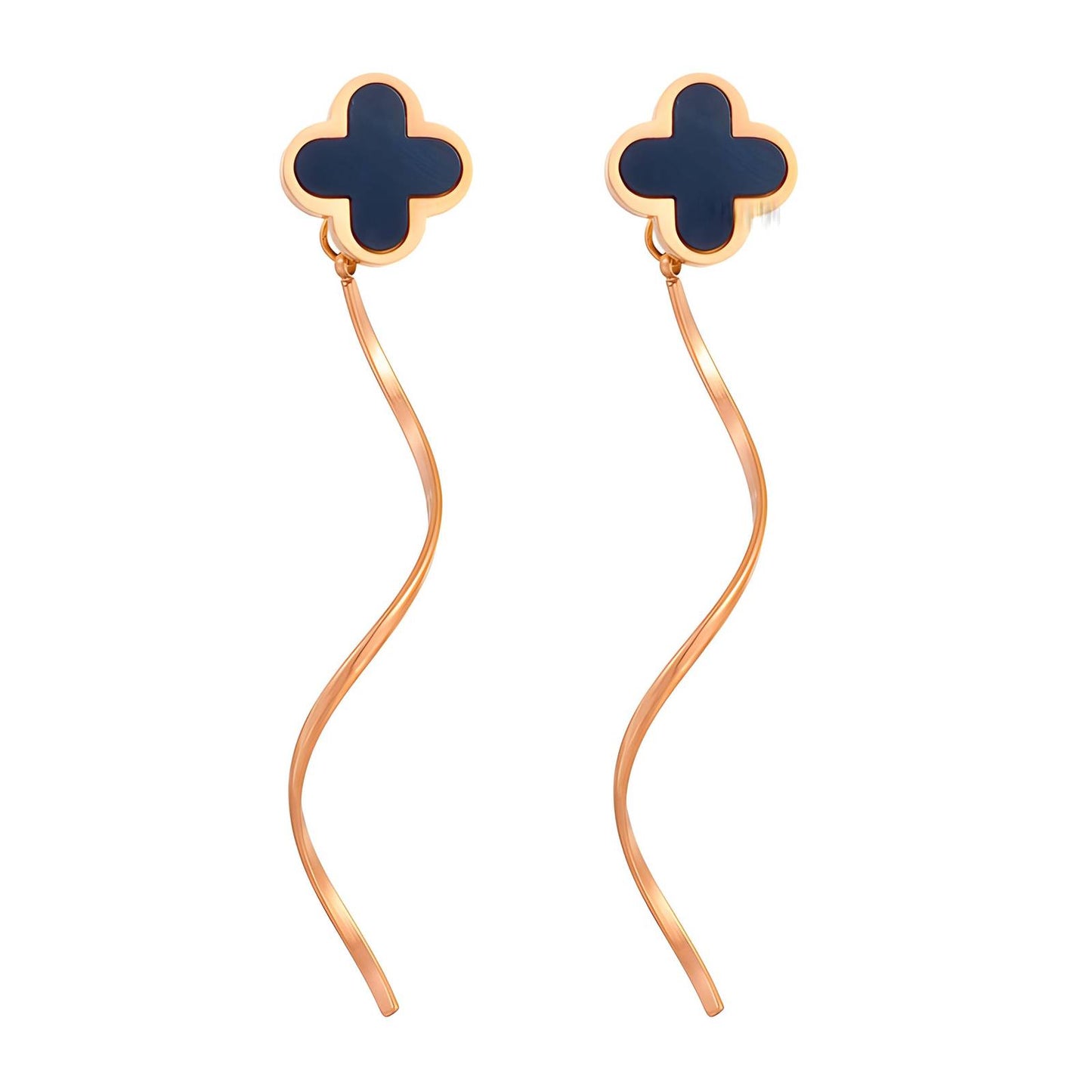 18K gold plated Stainless steel  Four-leaf clover earrings, Intensity