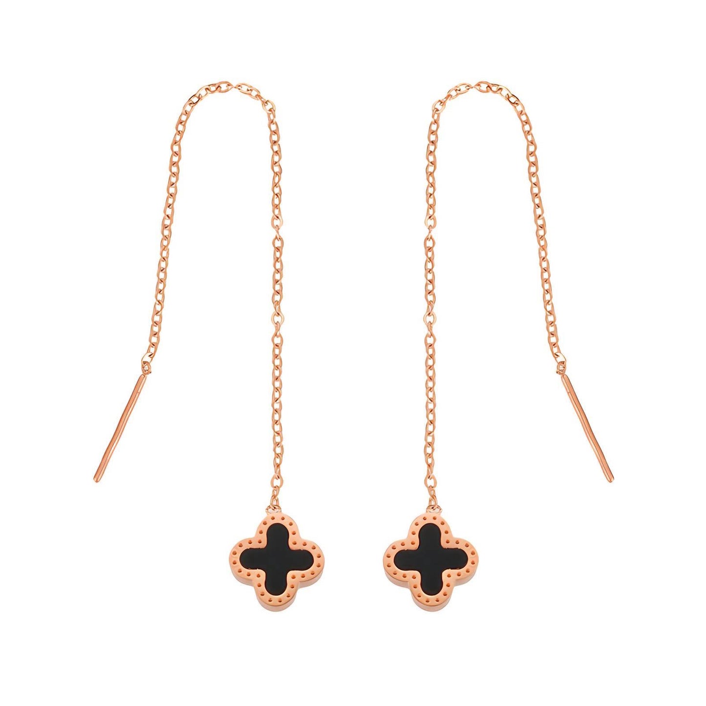 18K gold plated Stainless steel  Four-leaf clover earrings, Intensity