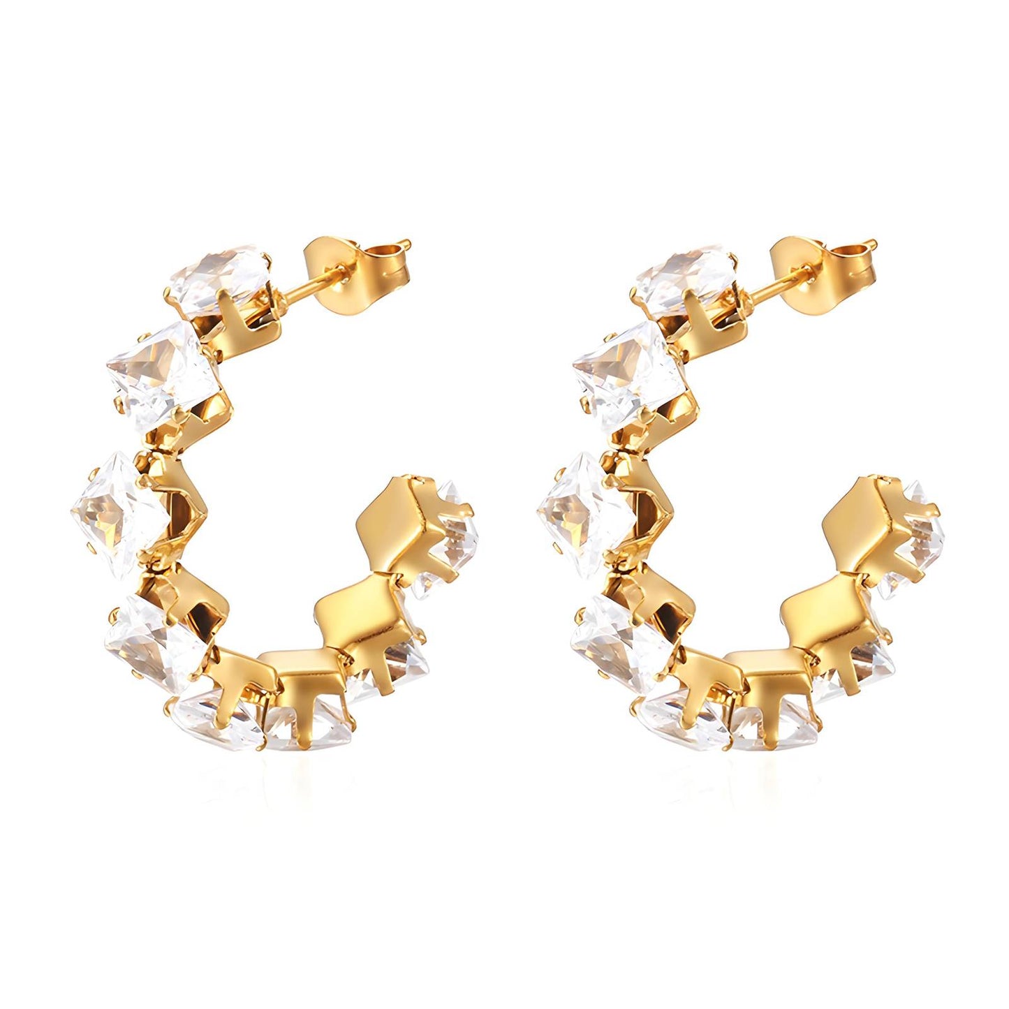 18K gold plated Stainless steel earrings, Intensity