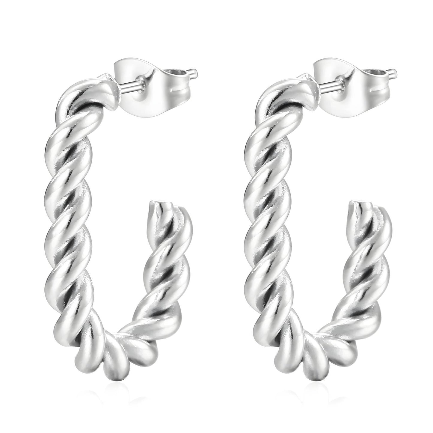 Silver plated Stainless steel earrings, Intensity