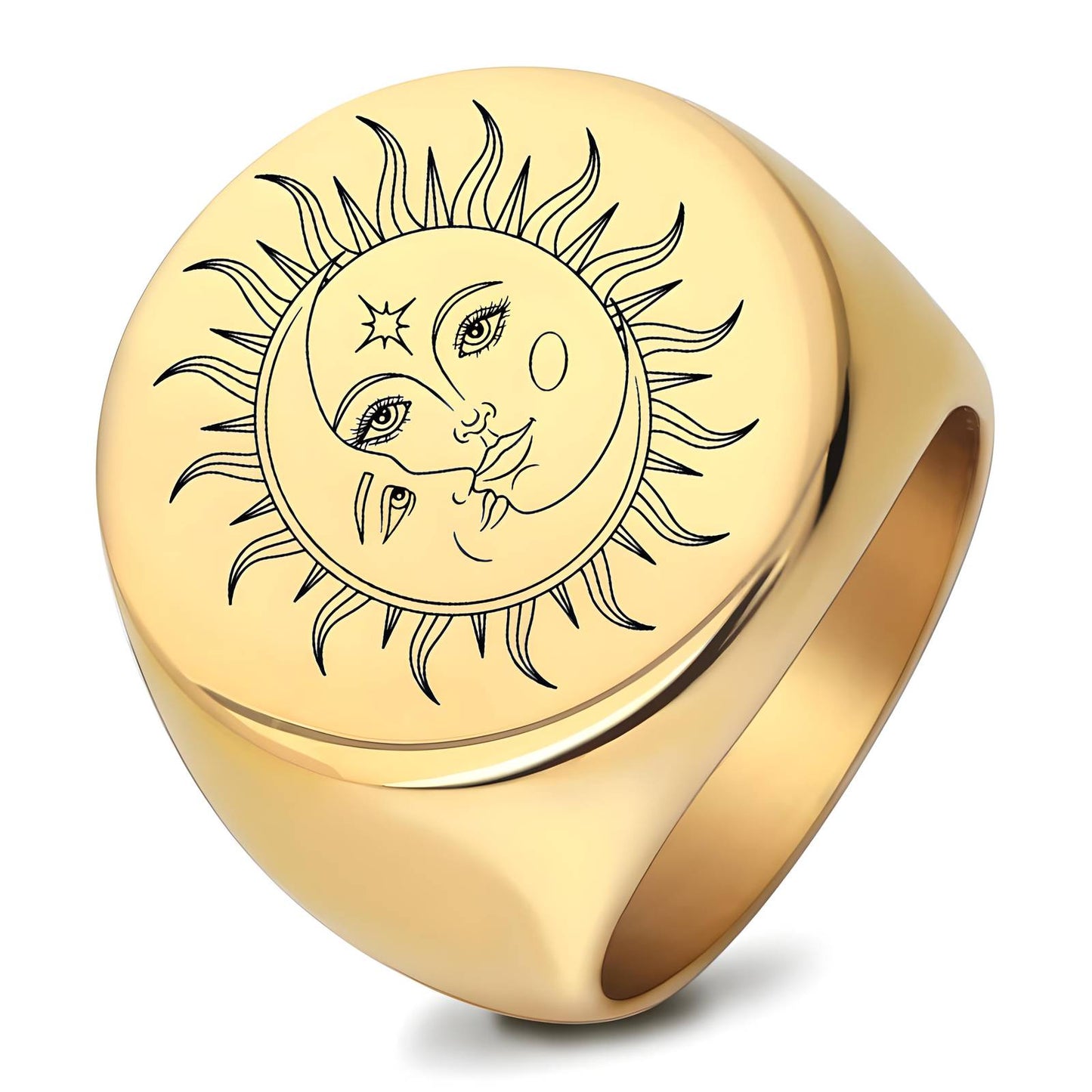 18K gold plated Stainless steel  The Sun finger ring, Intensity