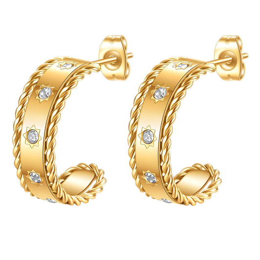 18K gold plated Stainless steel earrings, Intensity